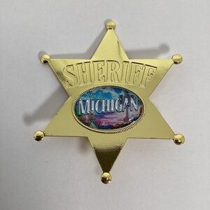 Souvenir Sheriff Badge Michigan 6 Point Star Metal Pin